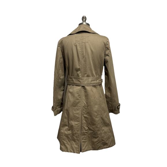 MARC JACOBS Trench Coat Womens Size S Tan Military Collared Belted Pockets Lined - Picture 3 of 14